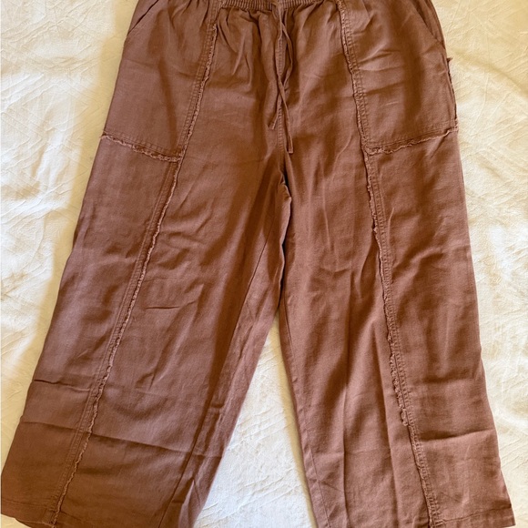 Calligraphie Pants - Calligraphie women’s linen blend Brown wide leg Pants